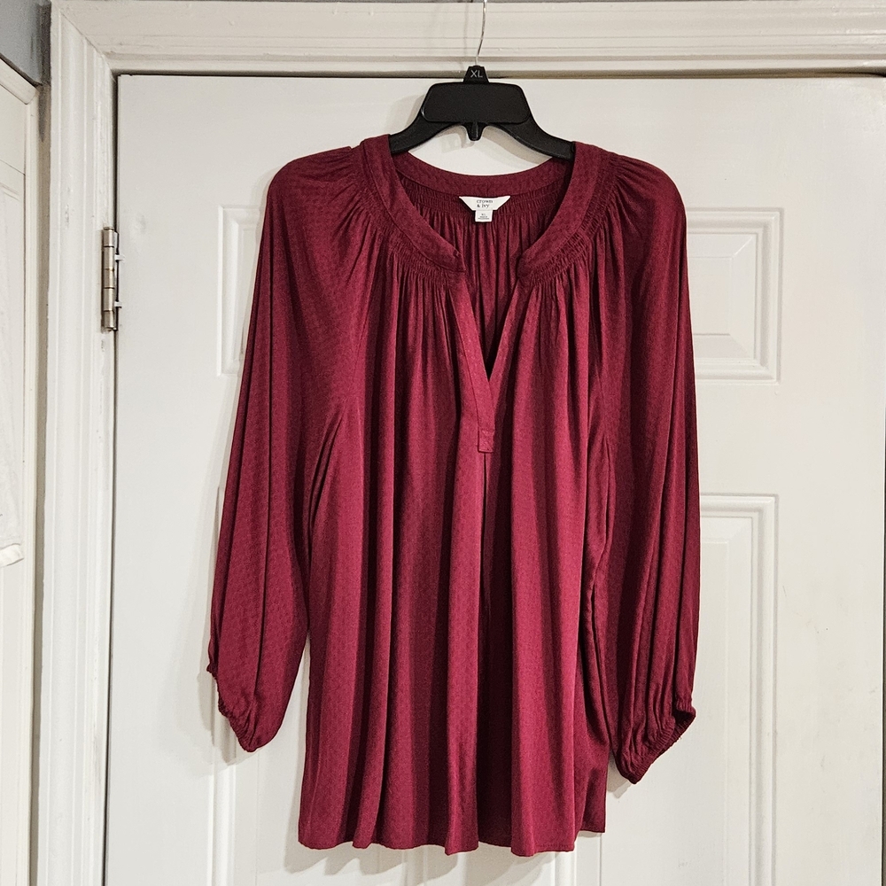 Crown & Ivy Deep Red Blouse